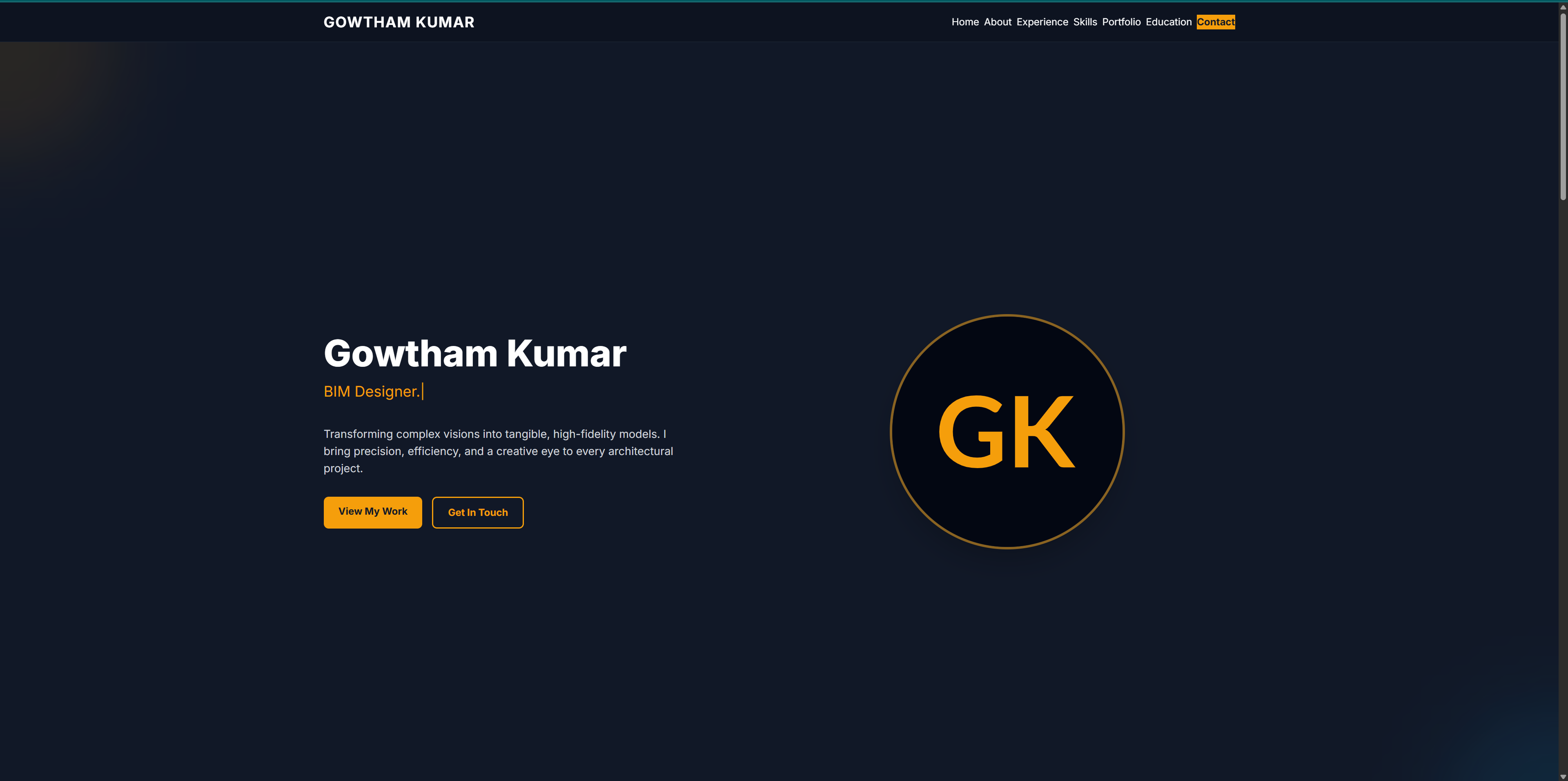 Minimal portfolio website preview for Gowtham focused on core projects and skills